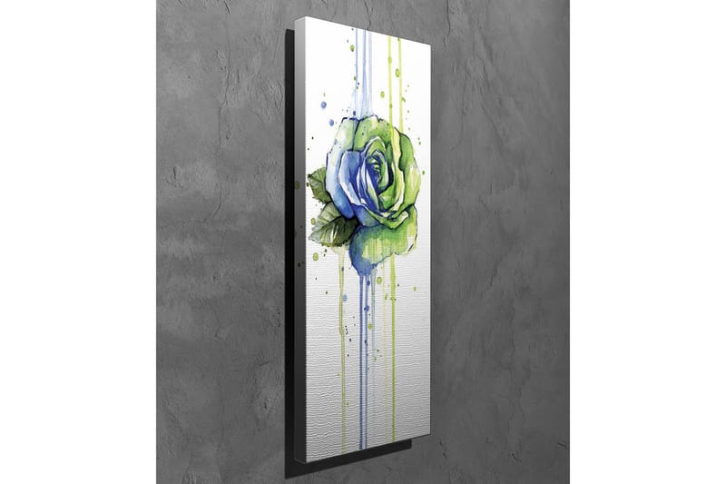 Canvas-taulu - Vihreä ja sininen ruusu tippuvilla vesiväritehosteilla - Vihreä / Sininen - Sisustustuotteet - Taulu & taide - Canvas-taulu