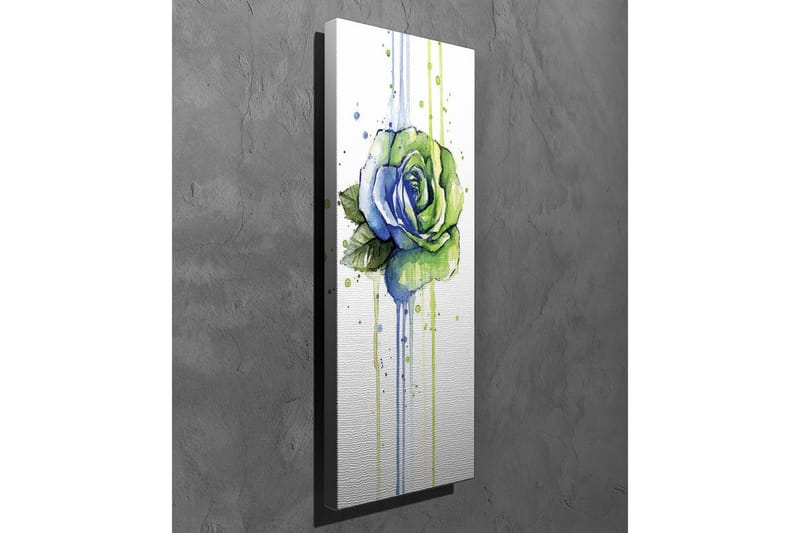 Canvas-taulu - Vihreä ja sininen ruusu tippuvilla vesiväritehosteilla - Vihreä / Sininen - Sisustustuotteet - Taulu & taide - Canvas-taulu