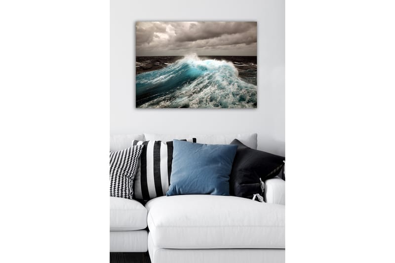 Canvas-taulu - Voimakas aalto murtuu pintaa vasten - Turkoosi / Tummansininen / Harmaa - Sisustustuotteet - Taulu & taide - Canvas-taulu