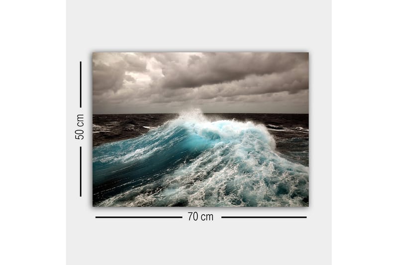 Canvas-taulu - Voimakas aalto murtuu pintaa vasten - Turkoosi / Tummansininen / Harmaa - Sisustustuotteet - Taulu & taide - Canvas-taulu