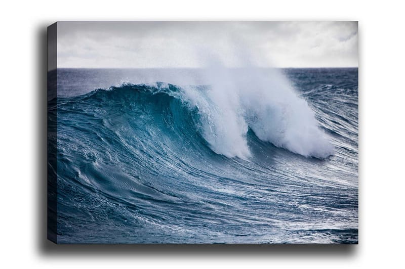 Canvas-taulu - Voimakas aalto murtuu pintaa vasten, Turkoosi / Tummansininen / Valkoinen