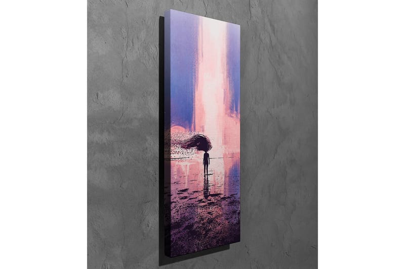 Canvas-taulu - Yksinäinen hahmo sateenvarjon kanssa unenomaisessa maisemassa - Violetti / Vaaleanpunainen / Tummansininen - Sisustustuotteet - Taulu & taide - Canvas-taulu