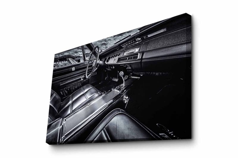 Canvas-taulu - Yksityiskohtainen klassikkoauton sisustus, Musta / Harmaa