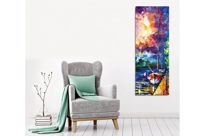 Canvas-taulu - Purjevene värikkäässä auringonlaskussa - Violetti / Oranssi / Sininen - Sisustustuotteet - Taulu & taide - Canvas-taulu
