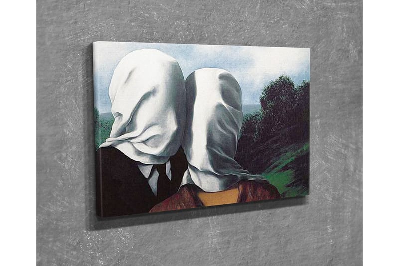 Canvas-taulu - Pariskunta seisoo rehevässä maisemassa valkoisilla liinoilla peittäen kasvonsa - Valkoinen / Musta / Vihreä - Sisustustuotteet - Taulu & taide - Canvas-taulu
