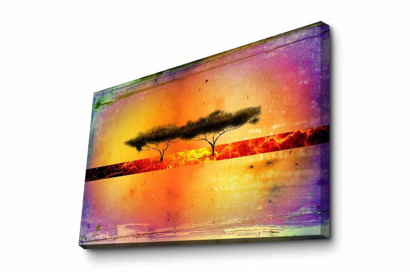 Canvas-taulu - Puiden siluetti värikästä taustaa vasten, Oranssi / Violetti / Musta