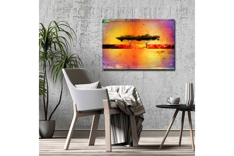 Canvas-taulu - Puiden siluetti värikästä taustaa vasten - Oranssi / Violetti / Musta - Sisustustuotteet - Taulu & taide - Canvas-taulu