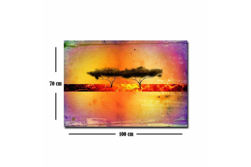 Canvas-taulu - Puiden siluetti värikästä taustaa vasten - Oranssi / Violetti / Musta - Sisustustuotteet - Taulu & taide - Canvas-taulu