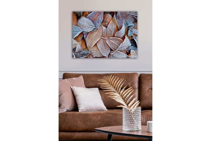 Canvas-taulu - Pakkasiset syksyn lehdet lämpimissä sävyissä - Oranssi / Harmaa / Valkoinen - Sisustustuotteet - Taulu & taide - Canvas-taulu