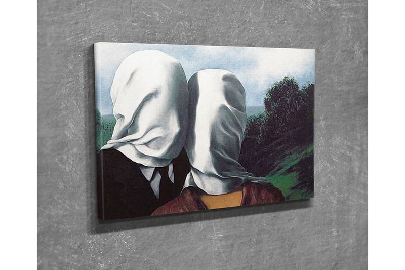 Canvas-taulu - Pariskunta seisoo rehevässä maisemassa valkoisilla liinoilla peittäen kasvonsa - Valkoinen / Musta / Vihreä - Sisustustuotteet - Taulu & taide - Canvas-taulu