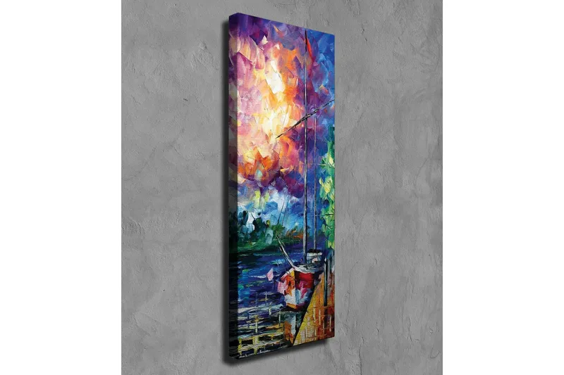 Canvas-taulu - Purjevene värikkäässä auringonlaskussa - Violetti / Oranssi / Sininen - Sisustustuotteet - Taulu & taide - Canvas-taulu