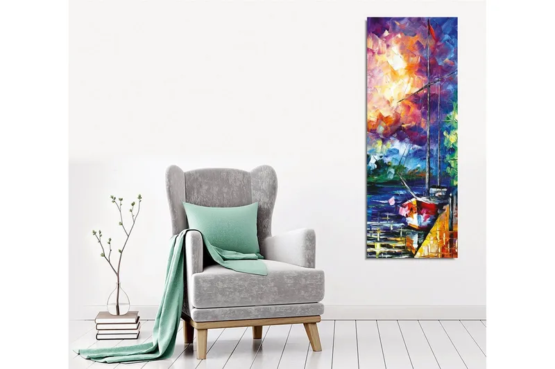 Canvas-taulu - Purjevene värikkäässä auringonlaskussa - Violetti / Oranssi / Sininen - Sisustustuotteet - Taulu & taide - Canvas-taulu