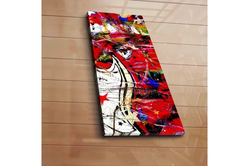 Canvastaulu 30x70 cm - Dynaaminen abstrakti sommitelma punaisilla ja mustilla muodoilla - Punainen / Musta / Valkoinen - Sisustustuotteet - Taulu & taide - Canvas-taulu