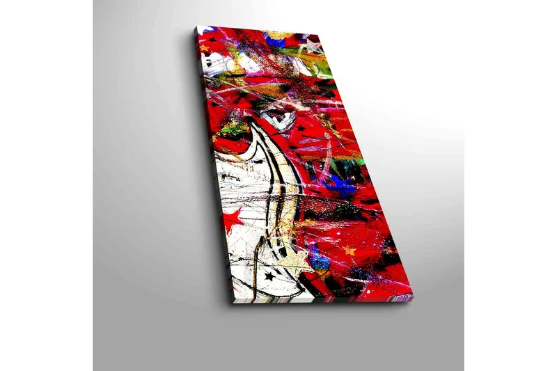 Canvastaulu 30x70 cm - Dynaaminen abstrakti sommitelma punaisilla ja mustilla muodoilla - Punainen / Musta / Valkoinen - Sisustustuotteet - Taulu & taide - Canvas-taulu