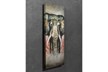 Canvastaulu 30x80 cm - Elefantti värikkäillä yksityiskohdilla taustalla - Vihreä / Oranssi / Punainen - Sisustustuotteet - Taulu & taide - Canvas-taulu