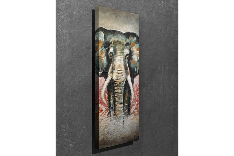 Canvastaulu 30x80 cm - Elefantti värikkäillä yksityiskohdilla taustalla - Vihreä / Oranssi / Punainen - Sisustustuotteet - Taulu & taide - Canvas-taulu