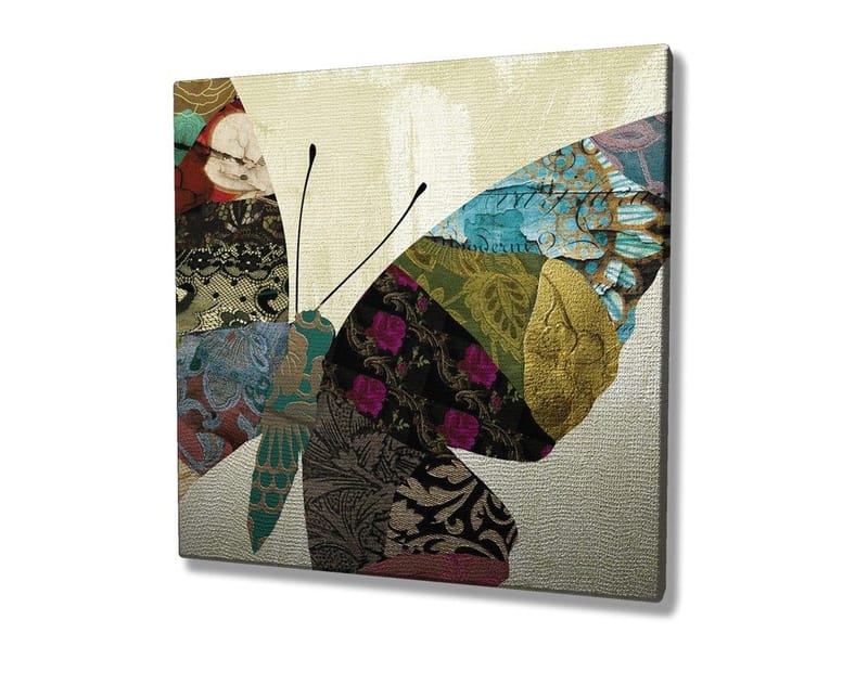 Canvastaulu 45x45 cm - Värikäs perhonen kuviollisilla siivillä - Turkoosi / Punainen / Musta - Sisustustuotteet - Taulu & taide - Canvas-taulu