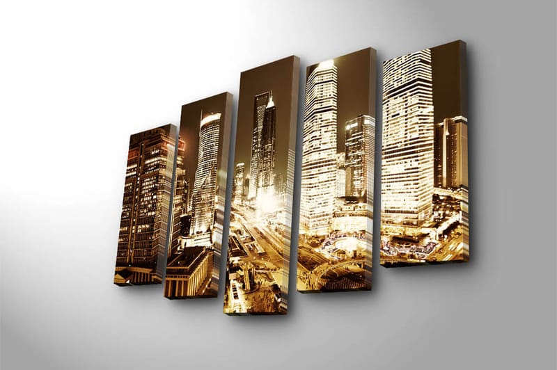 Canvastaulu 5-pak Monivärinen - 19x60 cm - Sisustustuotteet - Taulu & taide - Canvas-taulu