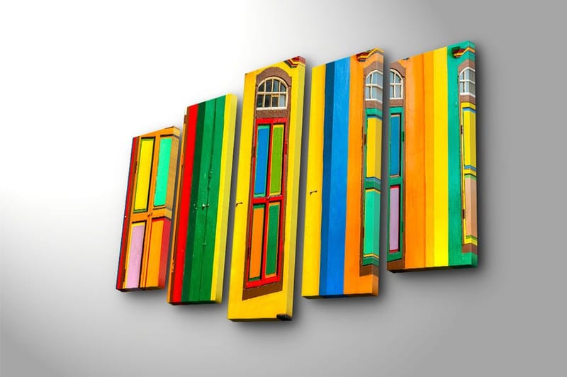 Canvastaulu 5-pak Monivärinen - 19x60 cm - Sisustustuotteet - Taulu & taide - Canvas-taulu