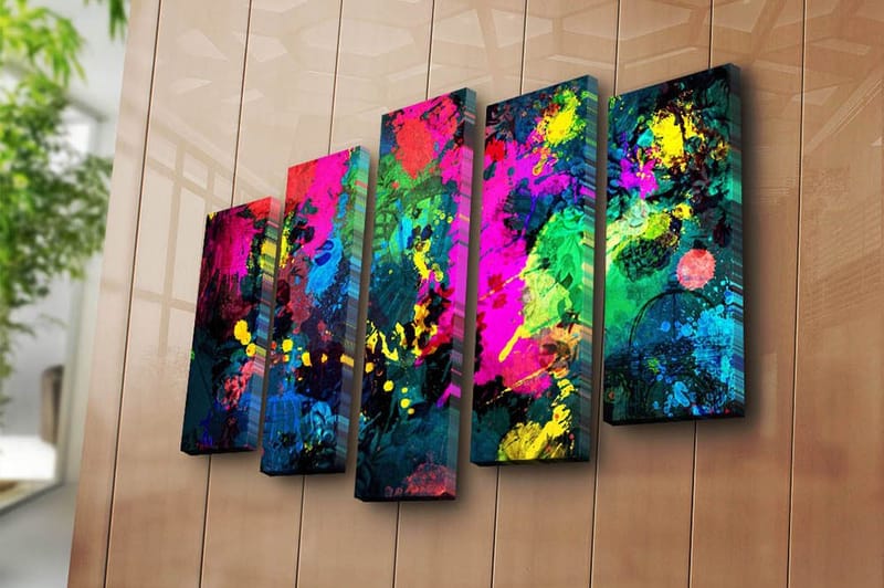 Canvastaulu 5-pak Monivärinen - 19x60 cm - Sisustustuotteet - Taulu & taide - Canvas-taulu