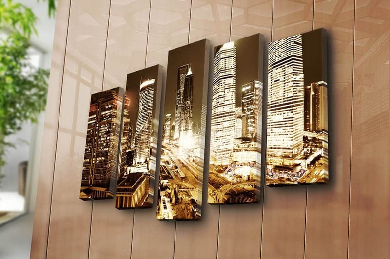 Canvastaulu 5-pak Monivärinen - 19x60 cm - Sisustustuotteet - Taulu & taide - Canvas-taulu