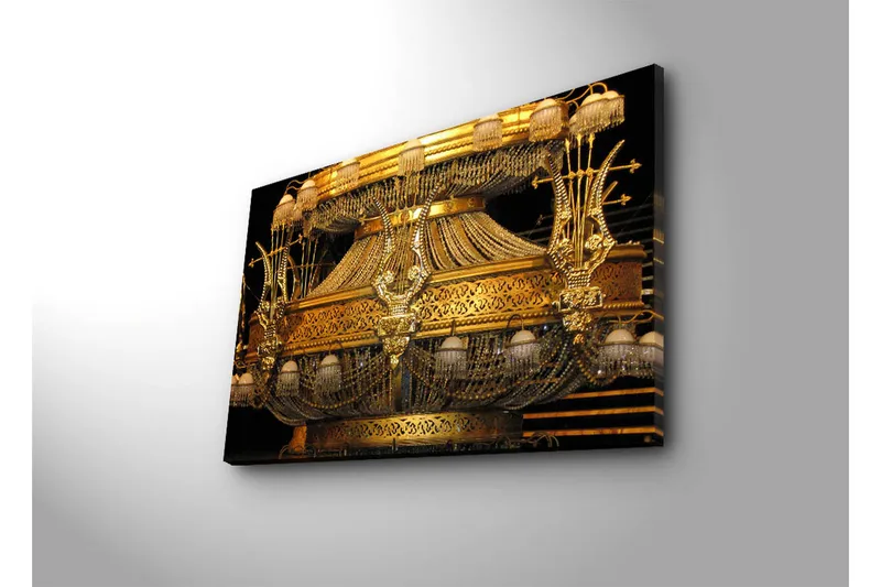 Canvastaulu 70x45 cm - Kimalteleva kattokruunu monimutkaisilla yksityiskohdilla - Kulta / Musta - Sisustustuotteet - Taulu & taide - Canvas-taulu