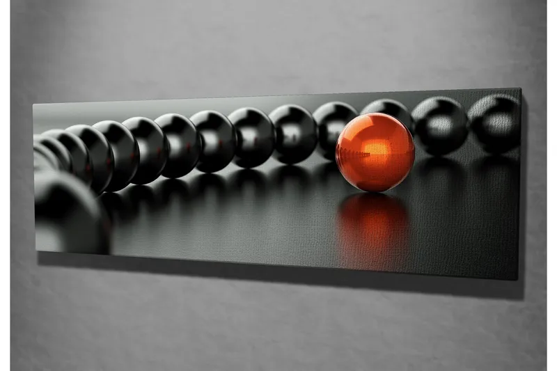 Canvastaulu 80x30 cm - Musta ja punainen palloketju, jossa näkyvä punainen pallo - Musta / Punainen - Sisustustuotteet - Taulu & taide - Canvas-taulu