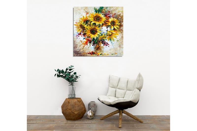 Canvastaulu - Auringonkukkia värikkäässä kimpussa - Keltainen / Vihreä / Ruskea - Sisustustuotteet - Taulu & taide - Canvas-taulu