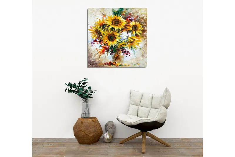 Canvastaulu - Auringonkukkia värikkäässä kimpussa - Keltainen / Vihreä / Ruskea - Sisustustuotteet - Taulu & taide - Canvas-taulu