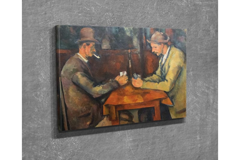 Canvastaulu - Kaksi miestä pelaa korttia pöydässä - Tummanruskea / Beige / Oranssi - Sisustustuotteet - Taulu & taide - Canvas-taulu