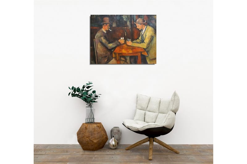 Canvastaulu - Kaksi miestä pelaa korttia pöydässä - Tummanruskea / Beige / Oranssi - Sisustustuotteet - Taulu & taide - Canvas-taulu