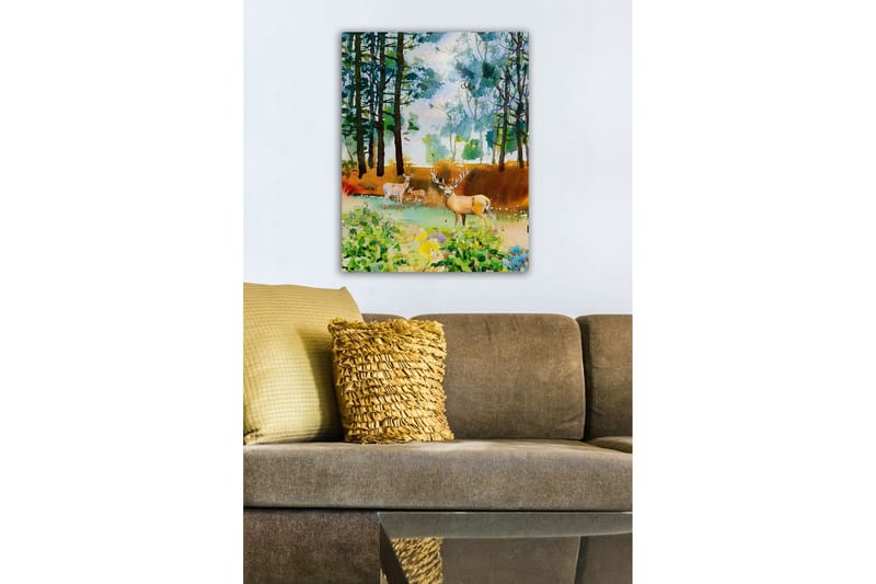 Canvastaulu - Kaunis peura metsäympäristössä - Vihreä / Ruskea / Beige - Sisustustuotteet - Taulu & taide - Canvas-taulu