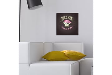Canvastaulu LED-valaistuksella 28x28 cm - Kallo merirosvohatulla ja tekstillä DEAD MEN TELL NO TALES - Vihreä / Vaaleanpunainen / Musta - Sisustustuotteet - Taulu & taide - Canvas-taulu