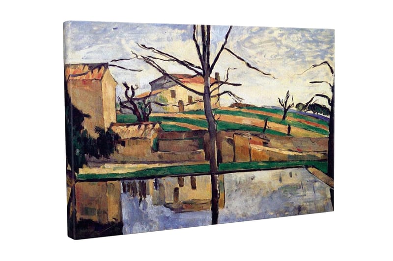 Canvastaulu - Maisema talolla ja heijastuksella vedessä - Vihreä / Beige / Sininen - Sisustustuotteet - Taulu & taide - Canvas-taulu