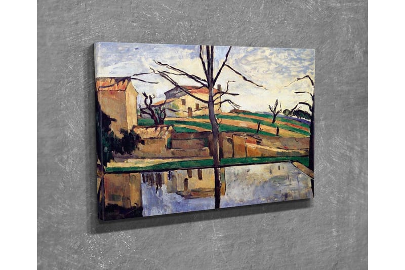 Canvastaulu - Maisema talolla ja heijastuksella vedessä - Vihreä / Beige / Sininen - Sisustustuotteet - Taulu & taide - Canvas-taulu