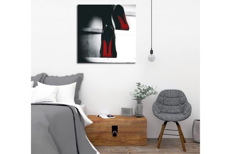 Canvastaulu - Mustat korkokengät punaisilla yksityiskohdilla - Musta / Punainen - Sisustustuotteet - Taulu & taide - Canvas-taulu