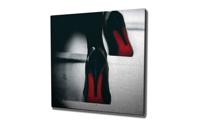 Canvastaulu - Mustat korkokengät punaisilla yksityiskohdilla, Musta / Punainen
