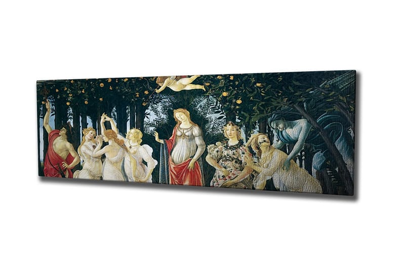 Canvastaulu - Mytologinen kohtaus naishahmoilla hedelmätarhassa, Vihreä / Ihonväri / Punainen