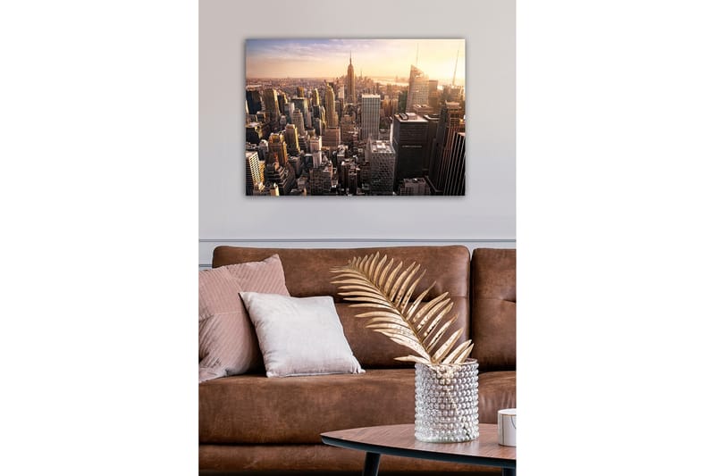 Canvastaulu - New York Cityn siluetti auringonlaskun aikaan - Kulta / Harmaa / Sininen - Sisustustuotteet - Taulu & taide - Canvas-taulu