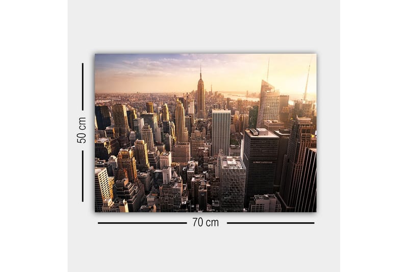Canvastaulu - New York Cityn siluetti auringonlaskun aikaan - Kulta / Harmaa / Sininen - Sisustustuotteet - Taulu & taide - Canvas-taulu