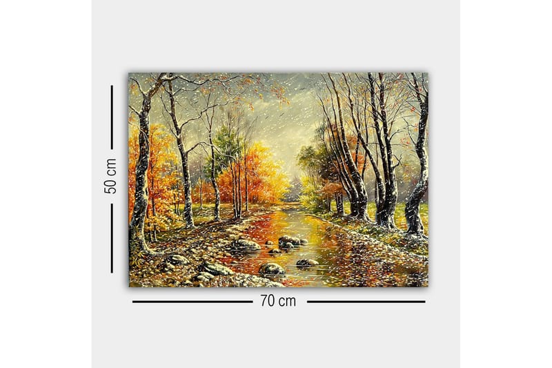 Canvastaulu - Syysmaisema värikkäillä puilla ja peilimäisellä joella - Oranssi / Vihreä / Ruskea - Sisustustuotteet - Taulu & taide - Canvas-taulu