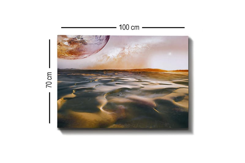 Canvastaulu - Upea aavikkomaisema planeetan taustalla - Kulta / Ruskea / Oranssi - Sisustustuotteet - Taulu & taide - Canvas-taulu