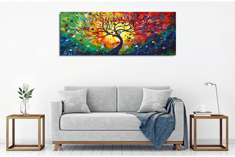 Canvastaulu - Värikäs puun tähdistö spiraaleilla ja ympyröillä - Punainen / Vihreä / Sininen - Sisustustuotteet - Taulu & taide - Canvas-taulu