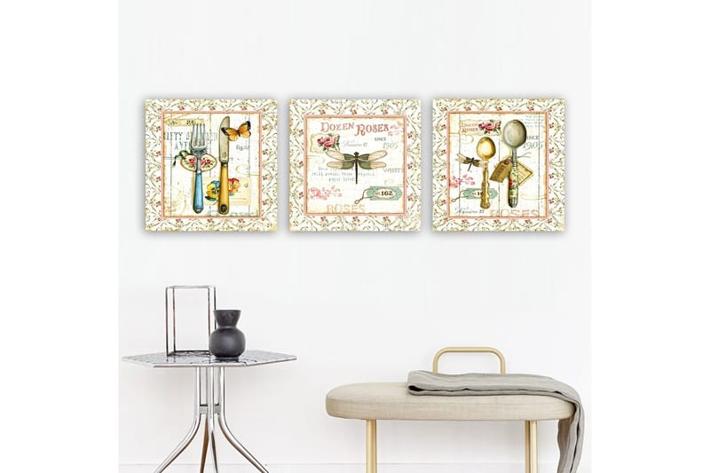 Canvastaulu VP Italy 3-pak Monivärinen - 30x30 cm - Sisustustuotteet - Taulu & taide - Canvas-taulu