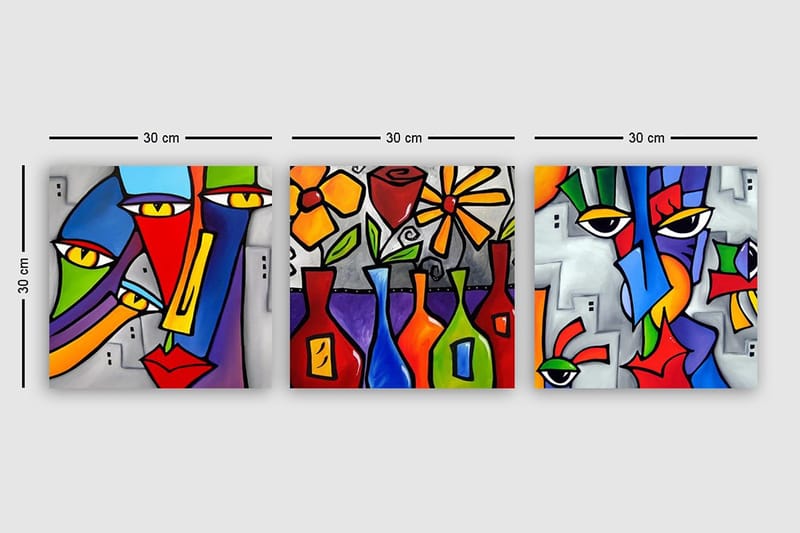 Canvastaulu VP Italy 3-pak Monivärinen - 30x30 cm - Sisustustuotteet - Taulu & taide - Canvas-taulu