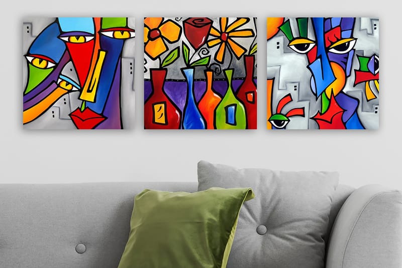 Canvastaulu VP Italy 3-pak Monivärinen - 30x30 cm - Sisustustuotteet - Taulu & taide - Canvas-taulu