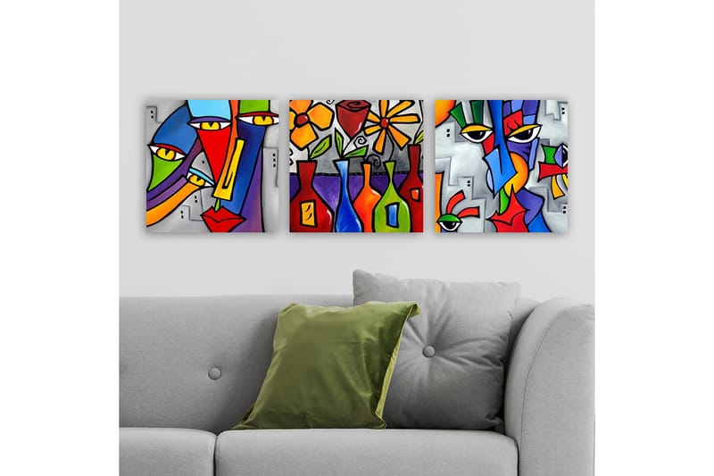 Canvastaulu VP Italy 3-pak Monivärinen - 30x30 cm - Sisustustuotteet - Taulu & taide - Canvas-taulu