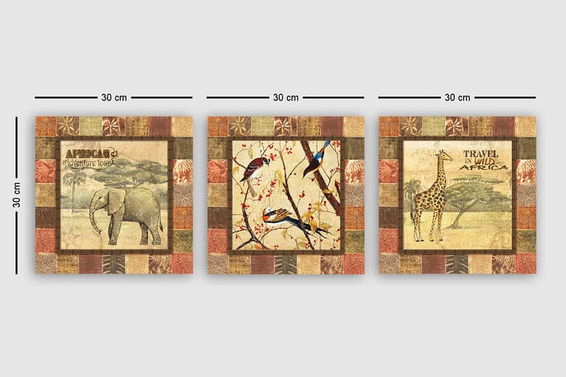 Canvastaulu VP Italy 3-pak Monivärinen - 30x30 cm - Sisustustuotteet - Taulu & taide - Canvas-taulu