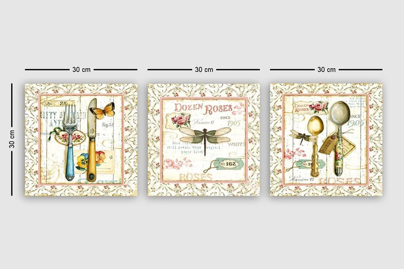 Canvastaulu VP Italy 3-pak Monivärinen - 30x30 cm - Sisustustuotteet - Taulu & taide - Canvas-taulu