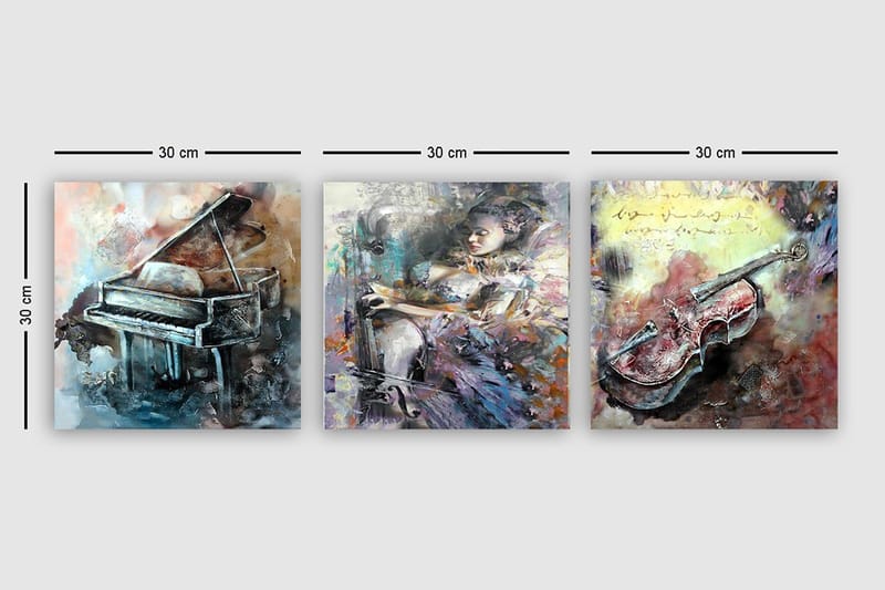 Canvastaulu VP Italy 3-pak Monivärinen - 30x30 cm - Sisustustuotteet - Taulu & taide - Canvas-taulu